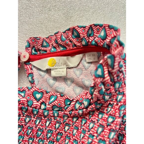 Boden Womens Smocked Blouse Red Heart Print Long Sleeve UK 10 US 6 - Picture 6 of 7